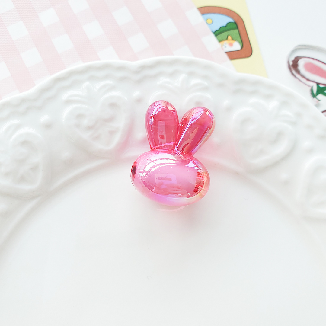 Little rabbit head bead acrylic Korean seven-color magic cartoon candy color bead middle bead hair string material pic 20