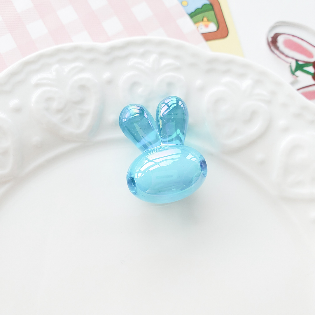 Little rabbit head bead acrylic Korean seven-color magic cartoon candy color bead middle bead hair string material pic 13