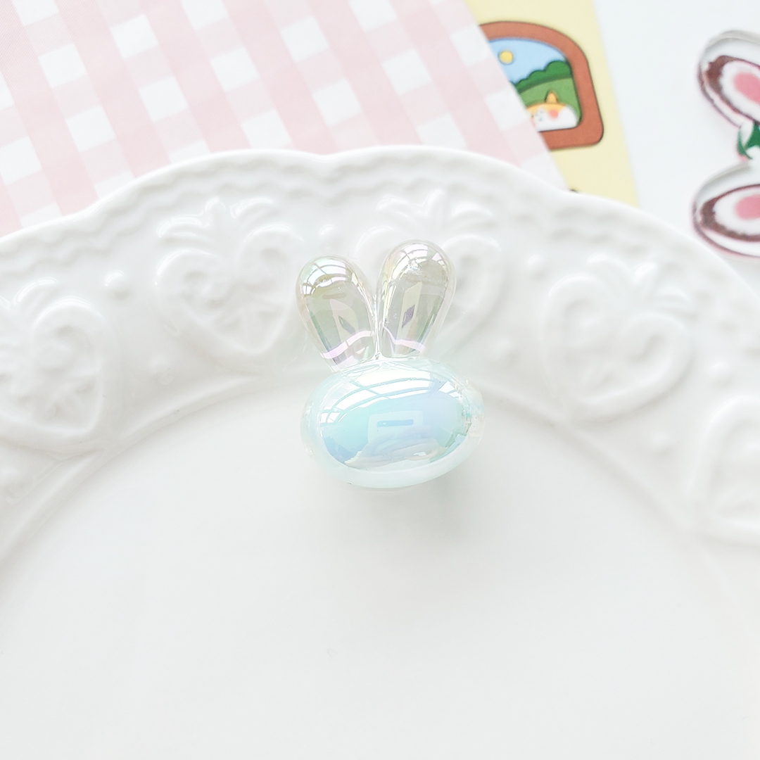 Little rabbit head bead acrylic Korean seven-color magic cartoon candy color bead middle bead hair string material pic 9