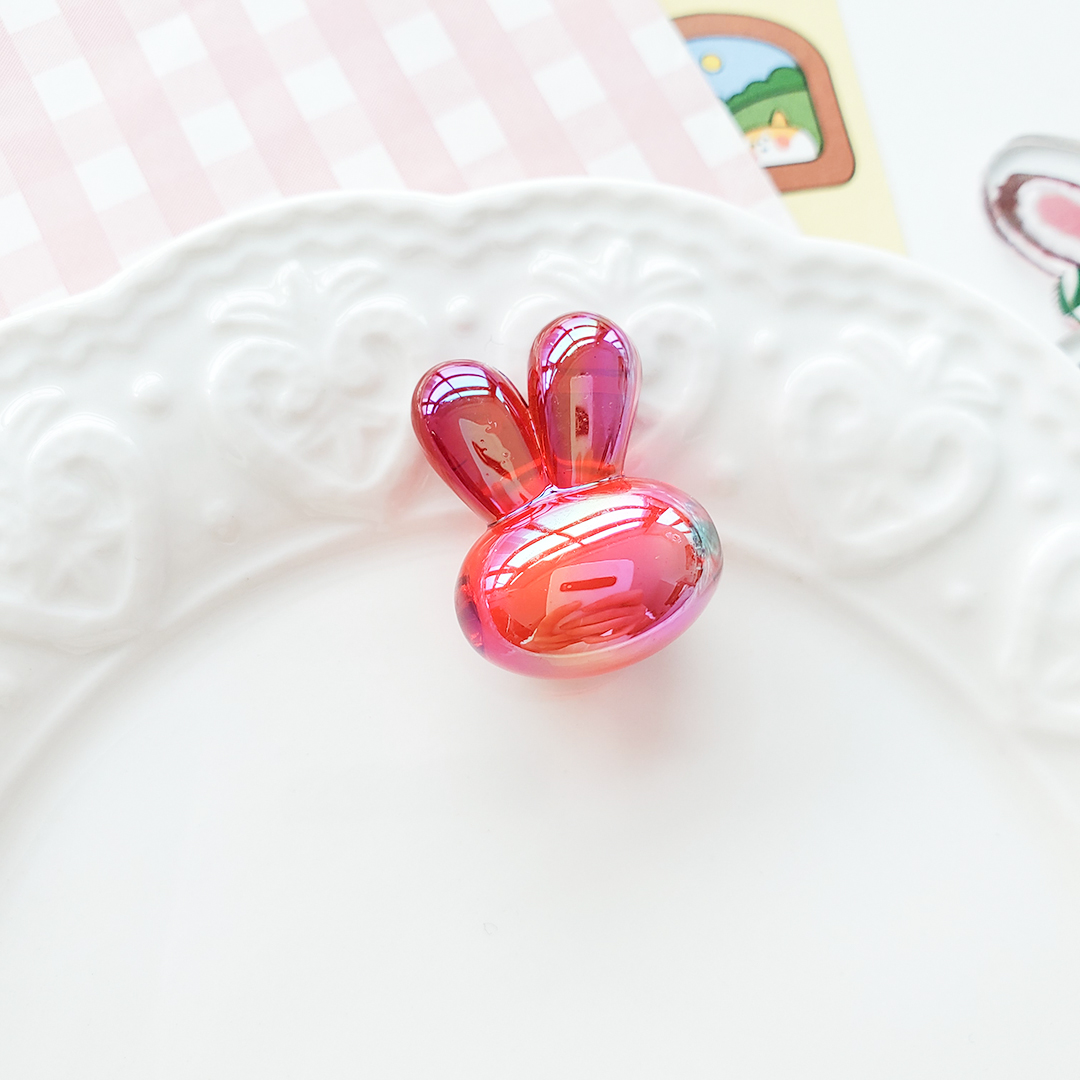 Little rabbit head bead acrylic Korean seven-color magic cartoon candy color bead middle bead hair string material pic 12