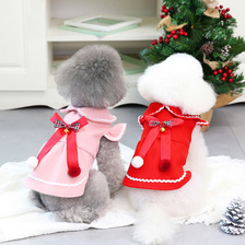 宠物狗狗服装新款圣诞公主呢子裙圣诞系列裙子时尚漂亮呢子面料防着凉狗狗衣服