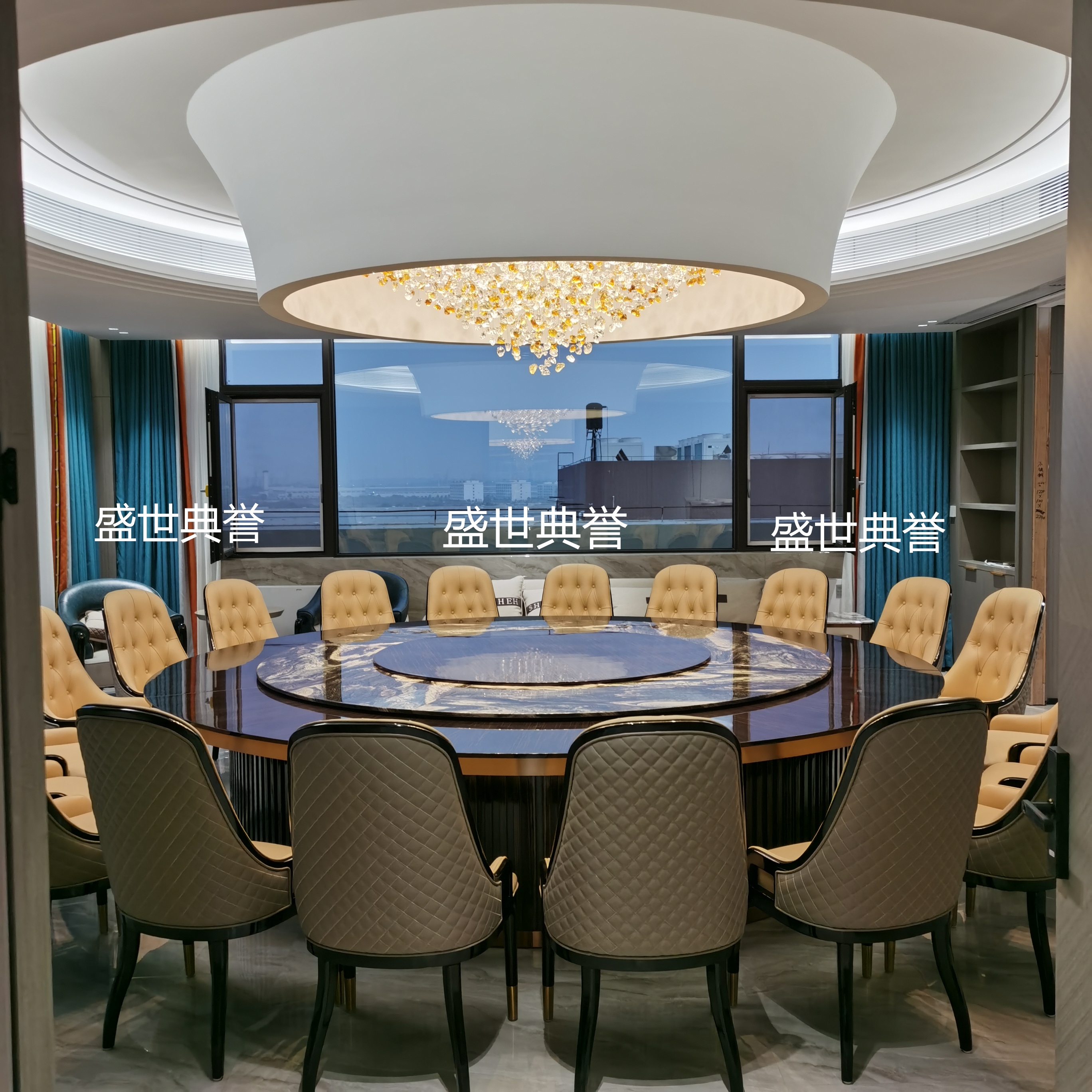 Modern and light luxury solid wood tables and chairs in Changsha Resort Hotel, high-end club reception soft-padded chairs, private rooms, and white wax wood dining chairs Item Picture