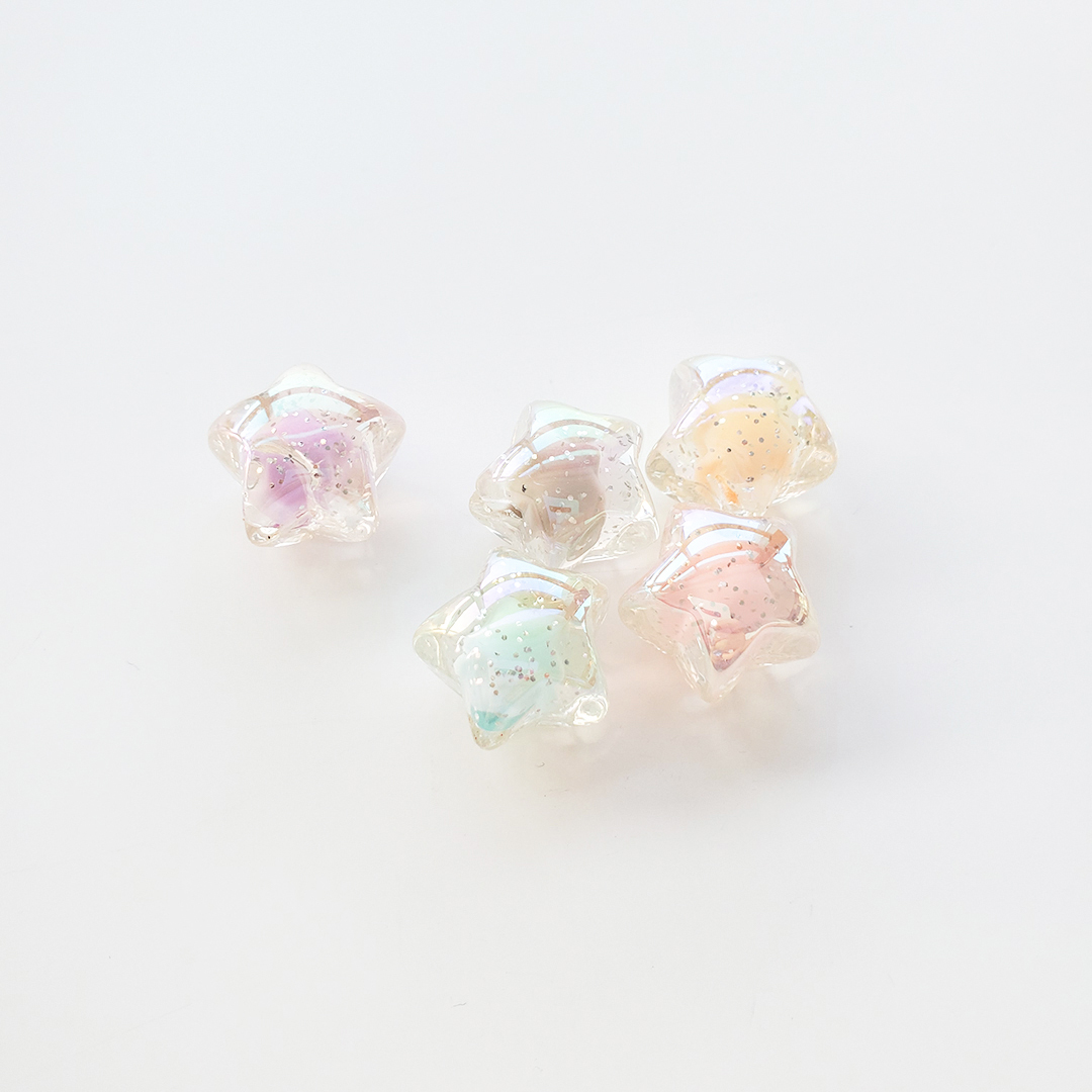 陈明亚克力灵动七彩星星配件diy儿童发绳饰品半孔五角星散珠材料详情2