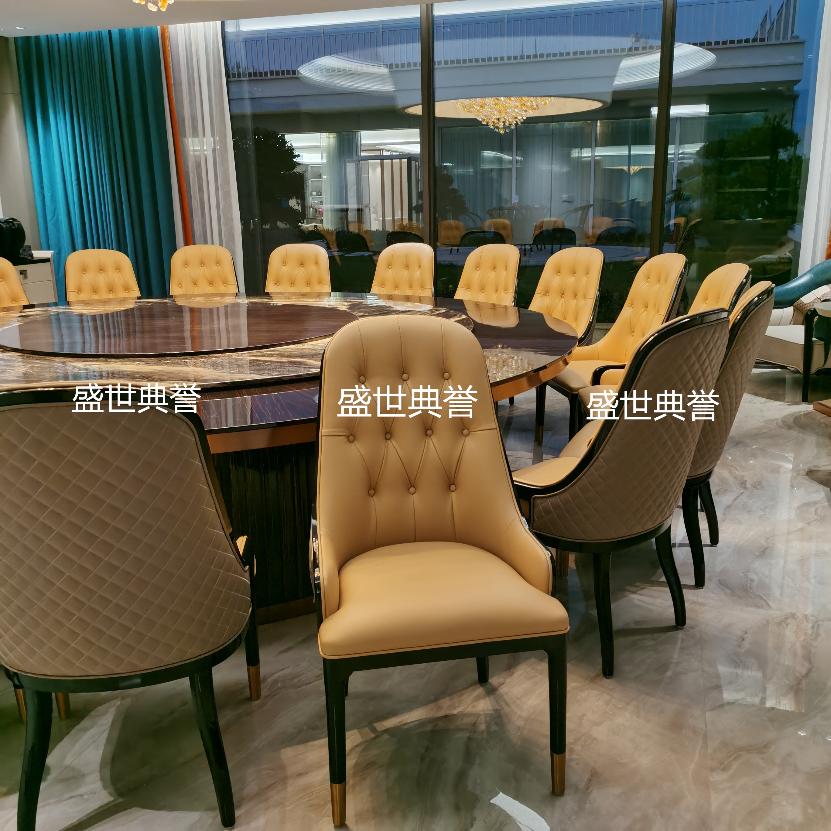 Modern and light luxury dining tables and chairs for high-end clubs in Shanghai, direct sales of solid wood furniture for star hotels, and solid wood chairs for restaurant private rooms Specification image