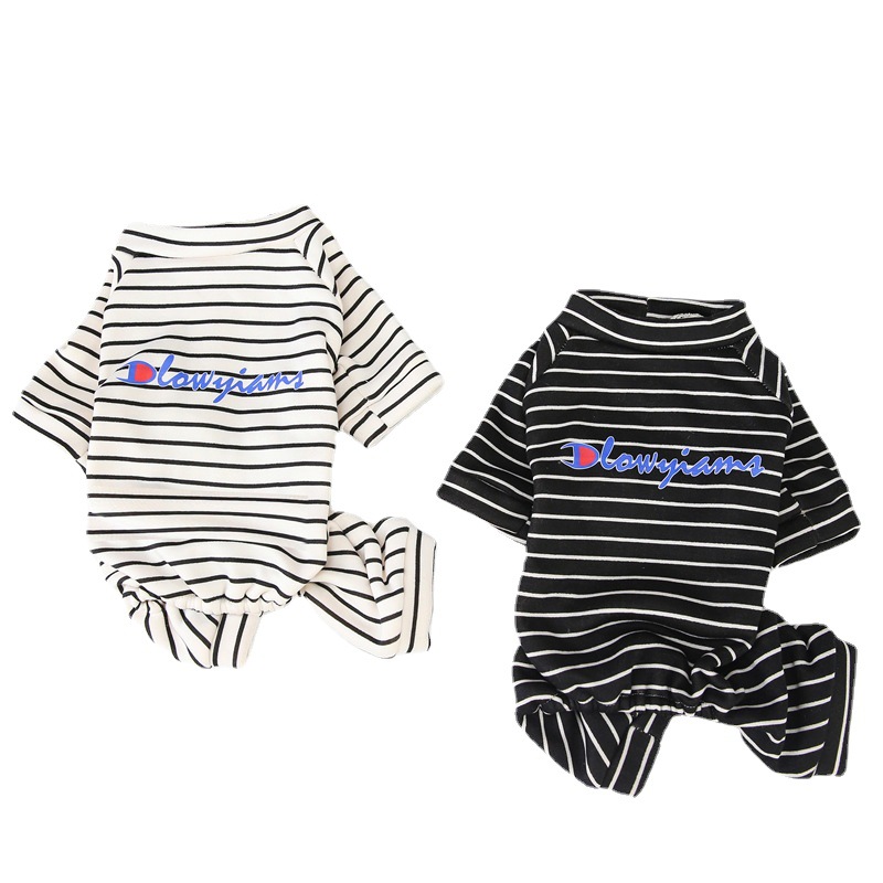 Trendy dog clothing, striped home wear for autumn and winter, fashionable and cool, soft and comfortable fabric dog clothes Item Picture
