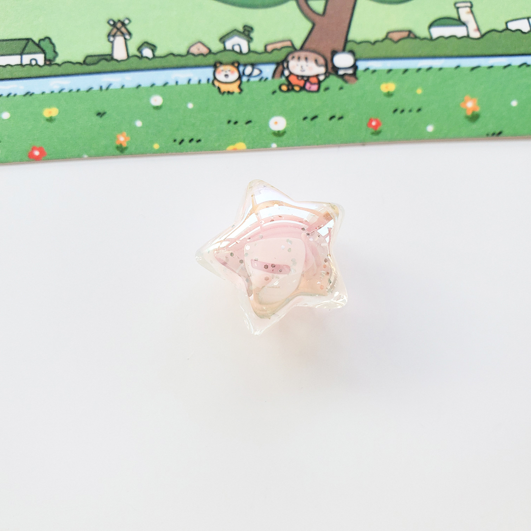 陈明亚克力灵动七彩星星配件diy儿童发绳饰品半孔五角星散珠材料详情8