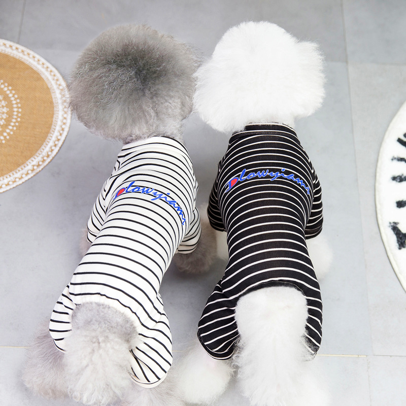 Trendy dog clothing, striped home wear for autumn and winter, fashionable and cool, soft and comfortable fabric dog clothes Application Scenario