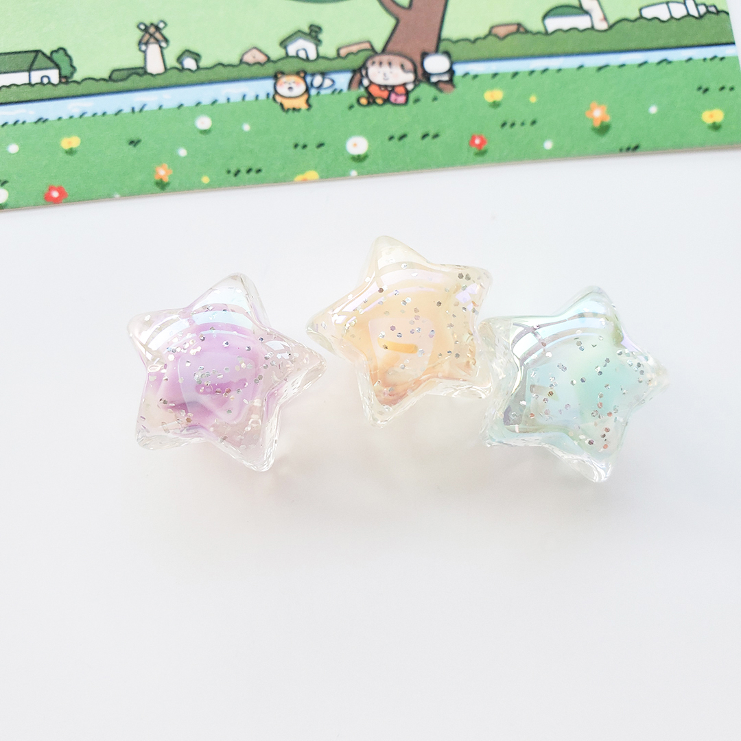 陈明亚克力灵动七彩星星配件diy儿童发绳饰品半孔五角星散珠材料详情5