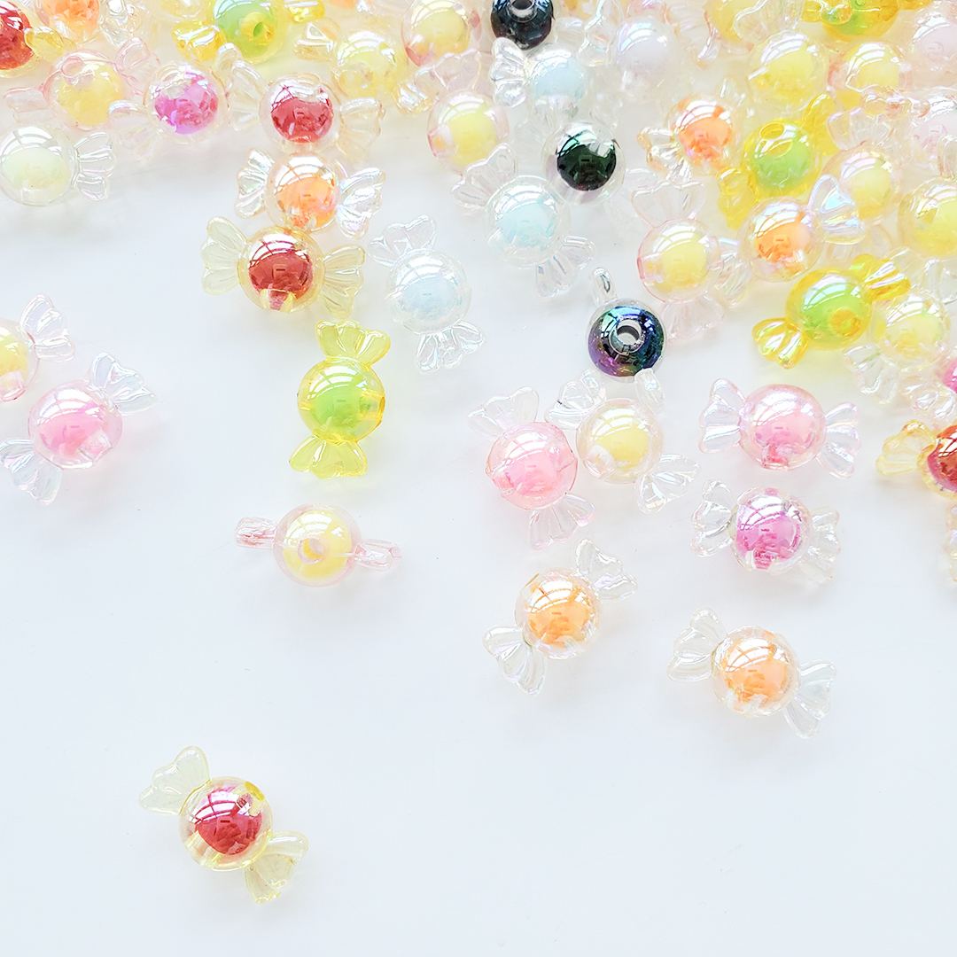 陈明饰品diy饰品配件亚克力珠子糖果色镀彩 珠中珠直孔内彩珠散珠详情4