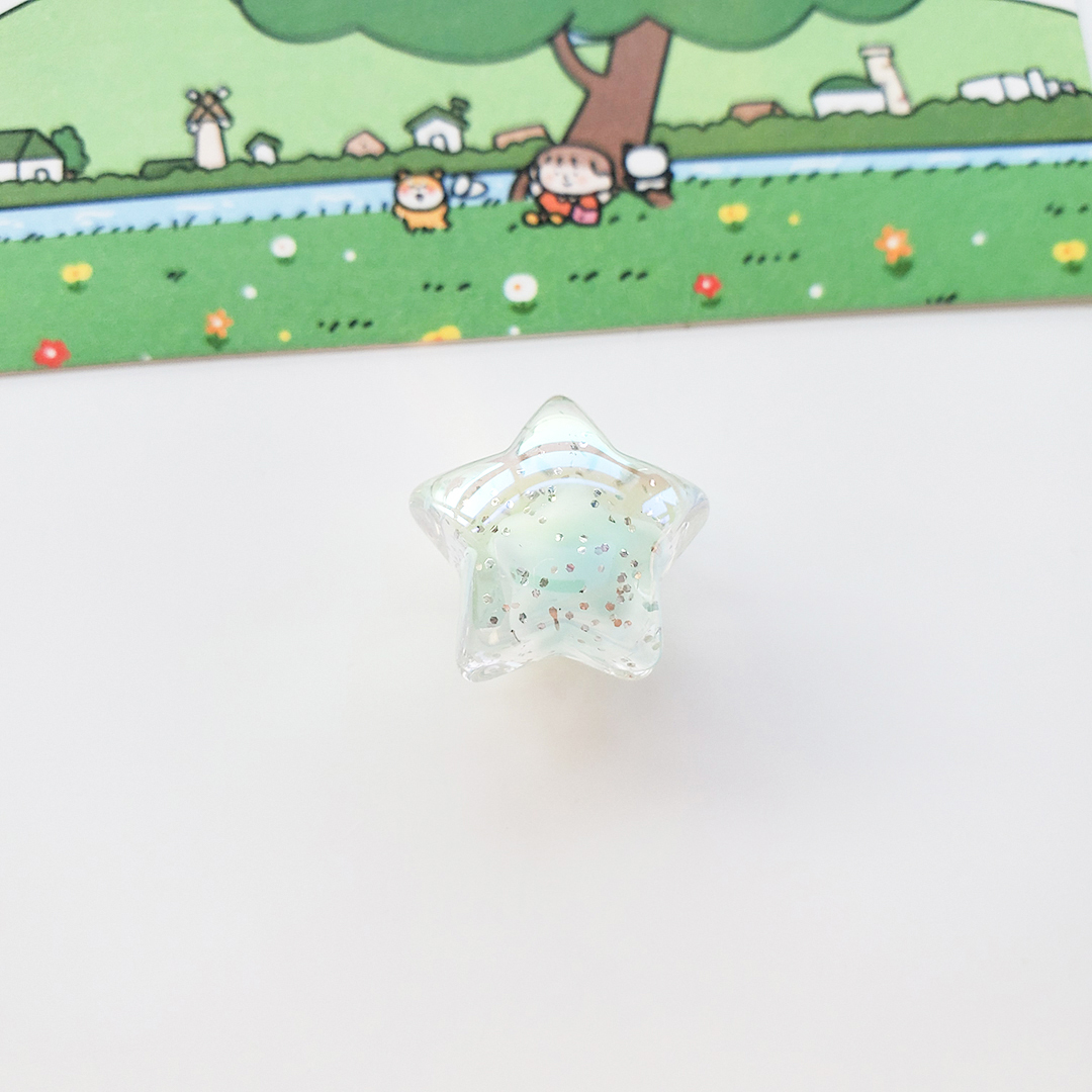 陈明亚克力灵动七彩星星配件diy儿童发绳饰品半孔五角星散珠材料详情12