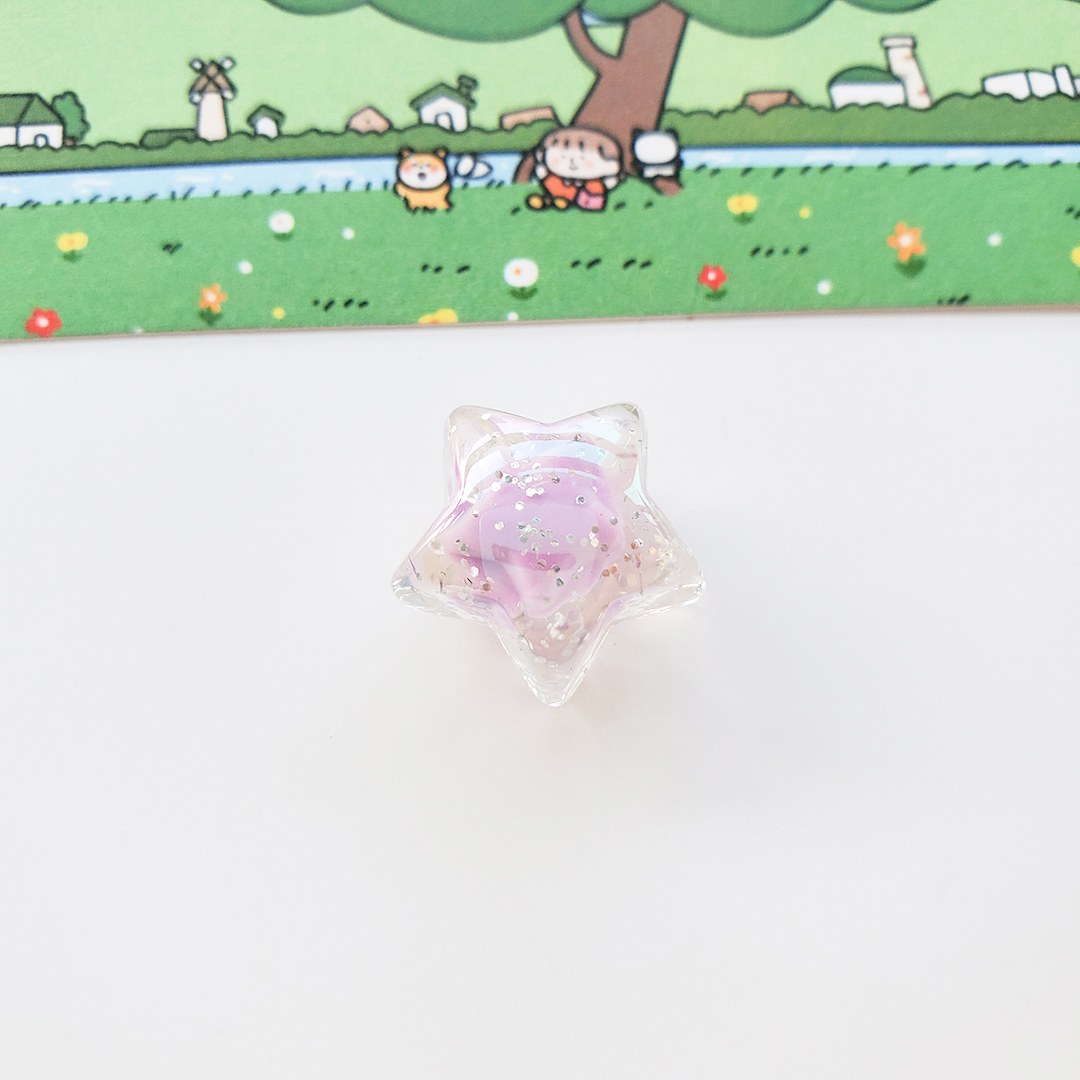 陈明亚克力灵动七彩星星配件diy儿童发绳饰品半孔五角星散珠材料详情9