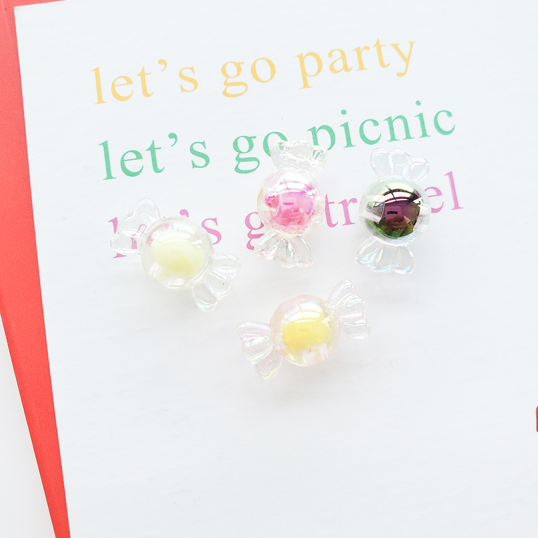 陈明饰品diy饰品配件亚克力珠子糖果色镀彩 珠中珠直孔内彩珠散珠详情5