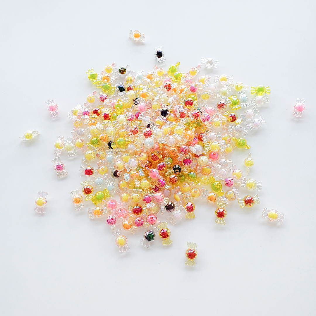 陈明饰品diy饰品配件亚克力珠子糖果色镀彩 珠中珠直孔内彩珠散珠详情3
