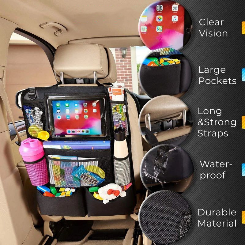 Car Seat Back Oxford Cloth Hanging Bag Storage Bag Ipad Toy Storage Bag Chair Back Anti-Kick Mat Multi-Functional Storage Bag Car Storage Bag Qw280 details Picture