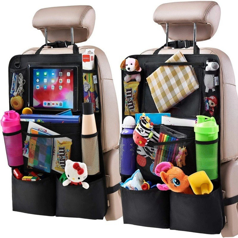 Car Seat Back Oxford Cloth Hanging Bag Storage Bag Ipad Toy Storage Bag Chair Back Anti-Kick Mat Multi-Functional Storage Bag Car Storage Bag Qw280 Item Picture