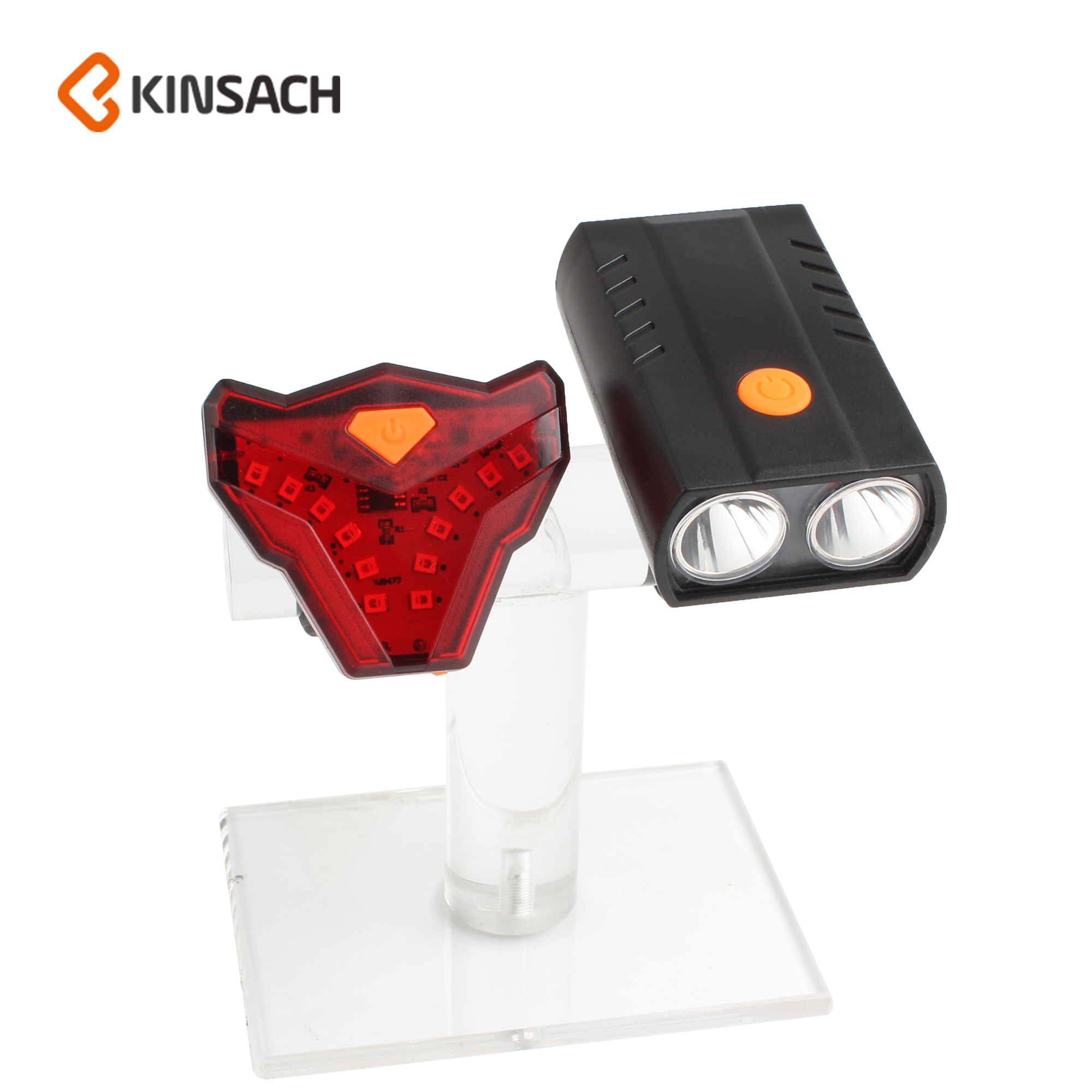 Bike lights 5LED tandem flashing color taillights Outdoor night high brightness long strip warning lights Riding headlights 2* white LED rear light 12* red LED