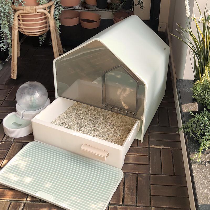 New pet supplies: Beauty Cat litter box, fully enclosed drawer-style toilet, large space, splash-proof, simple cat toilet Specification image