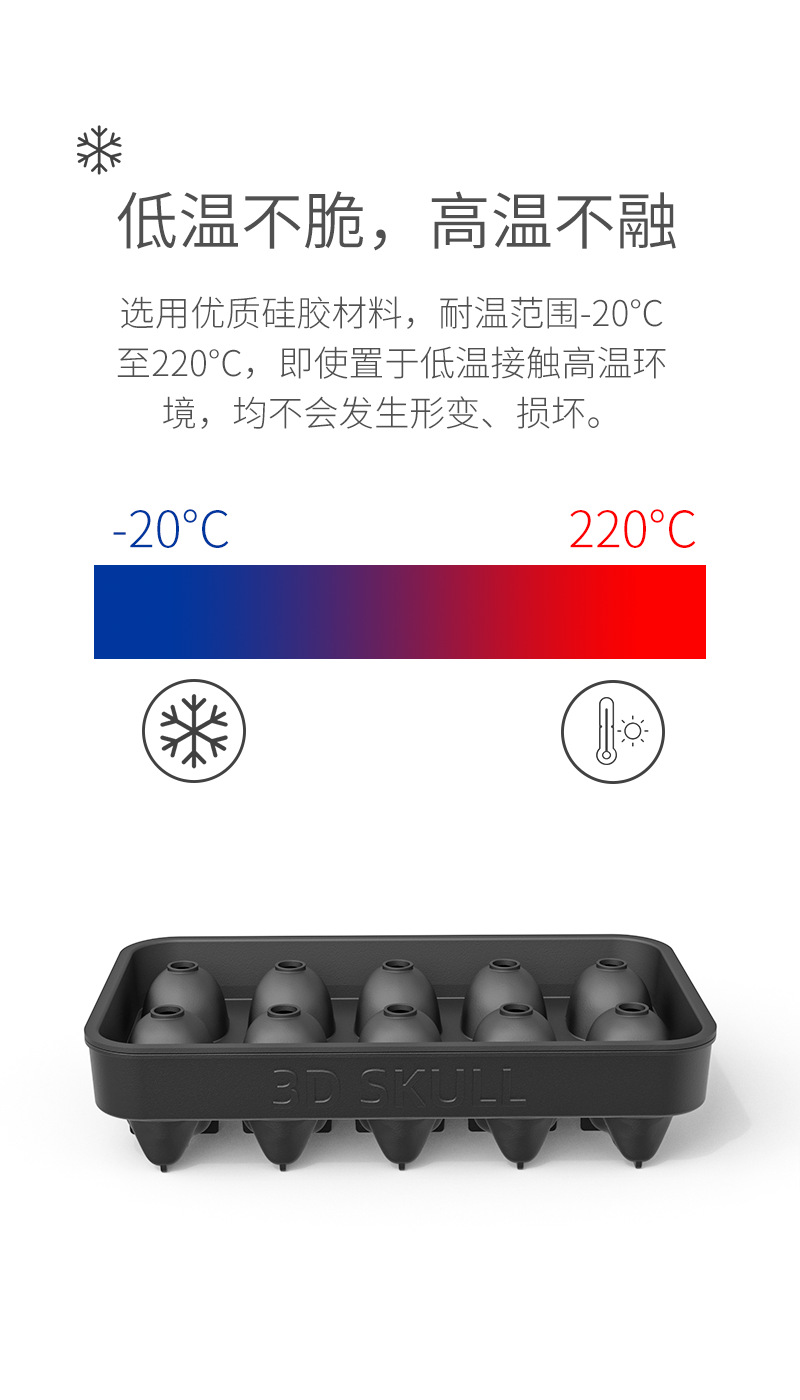食品硅胶10连骷髅头冰格巧克力模具万圣节骨头十连个性酒吧冰盒详情9