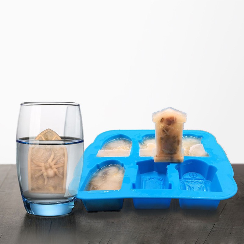 新款硅胶墓碑烘焙巧克力模具万圣节恐怖邪恶墓碑冰模6连冰格模具详情4