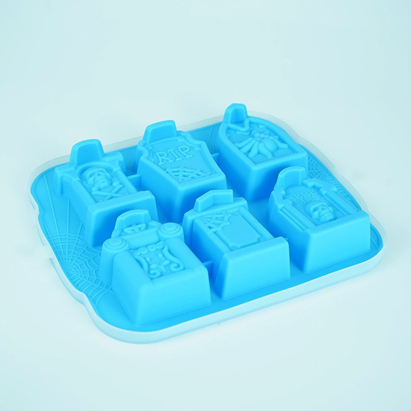 新款硅胶墓碑烘焙巧克力模具万圣节恐怖邪恶墓碑冰模6连冰格模具详情3