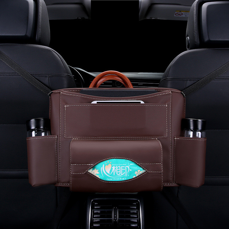 Car Leather Middle File Bag Storage Bag Leather Middle File Bag Sundry Bag Leather Multi-Functional Storage Bag Car Storage Bag Qw278 details Picture