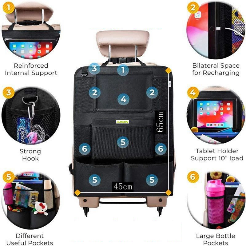 Car Seat Back Oxford Cloth Hanging Bag Storage Bag Ipad Toy Storage Bag Chair Back Anti-Kick Mat Multi-Functional Storage Bag Car Storage Bag Qw280 full figure