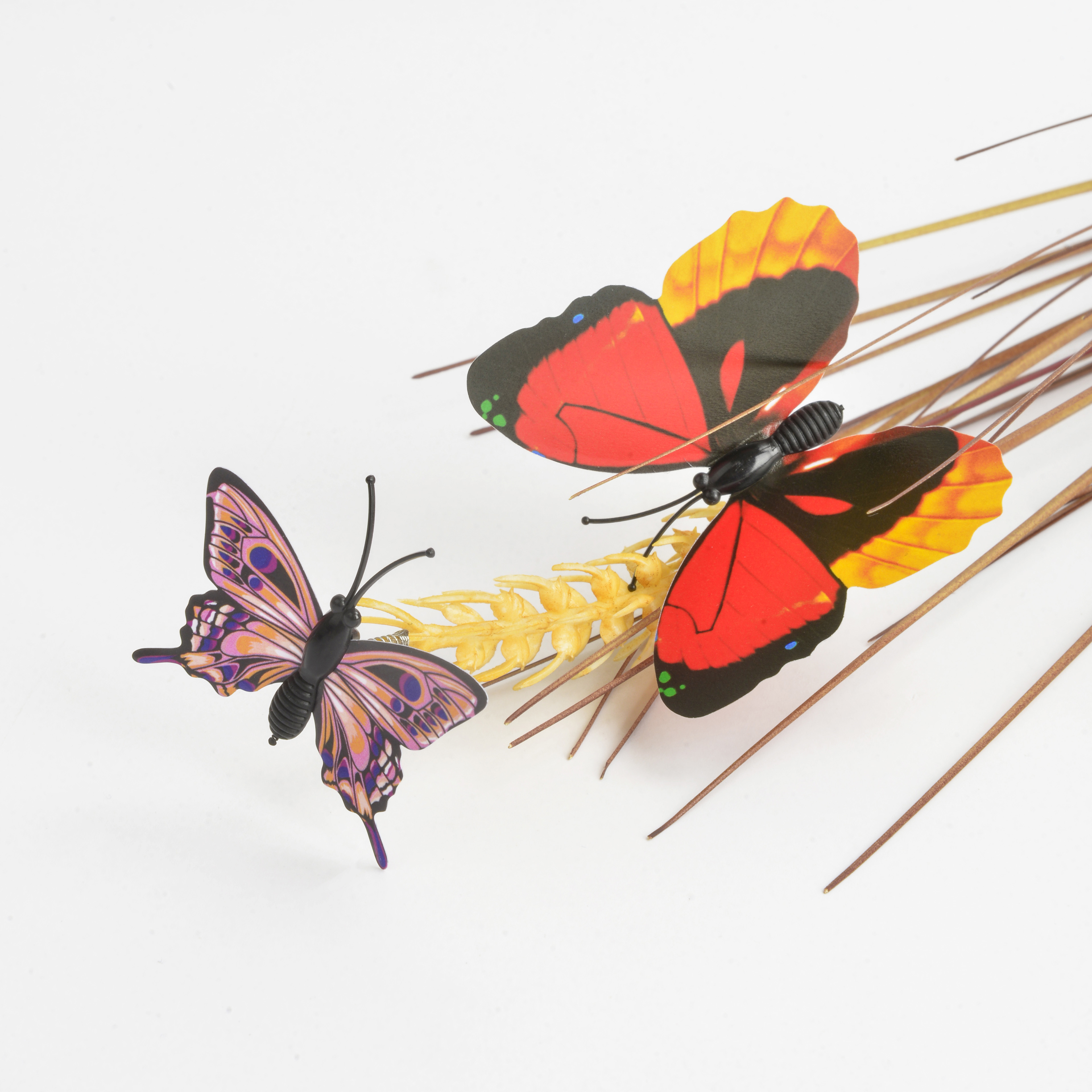Multicolor Double Butterfly wheat garden plug-in flower bed garden decorative crafts