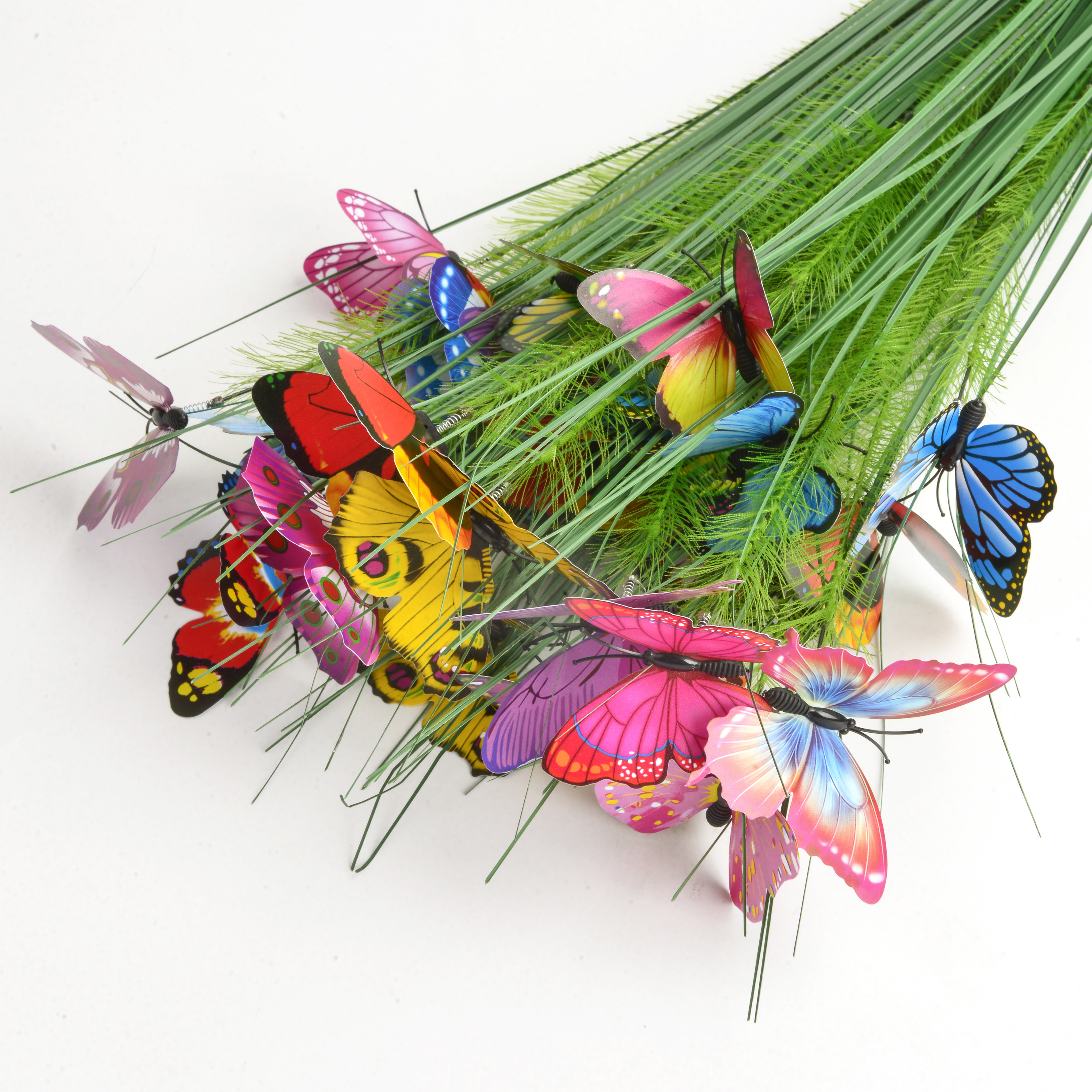Multicolor Double Butterfly Grass garden plug-in flower bed garden decorative crafts