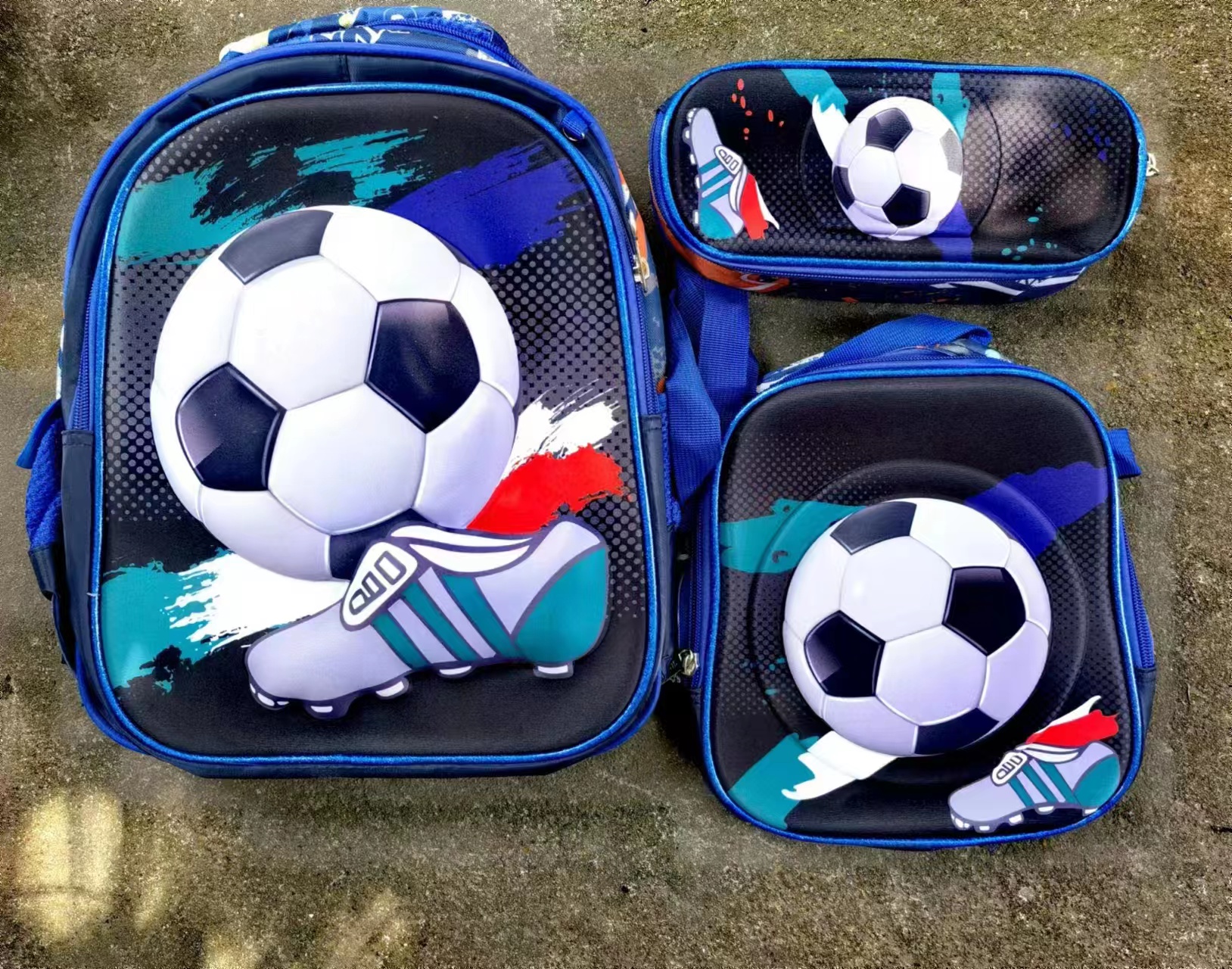 Three-piece schoolbag football