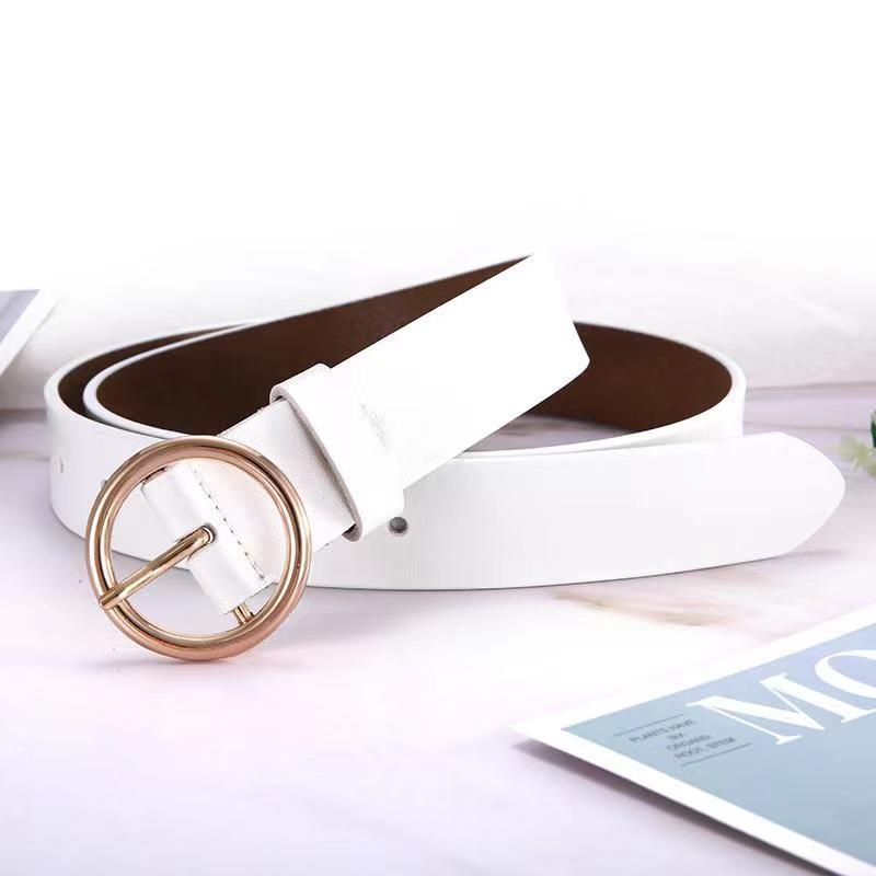 Women's Decorative All-In-One Strap Cattle Belt Needle Buckle Casual Solid Alloy Round Buckle Leather Belt High-Grade