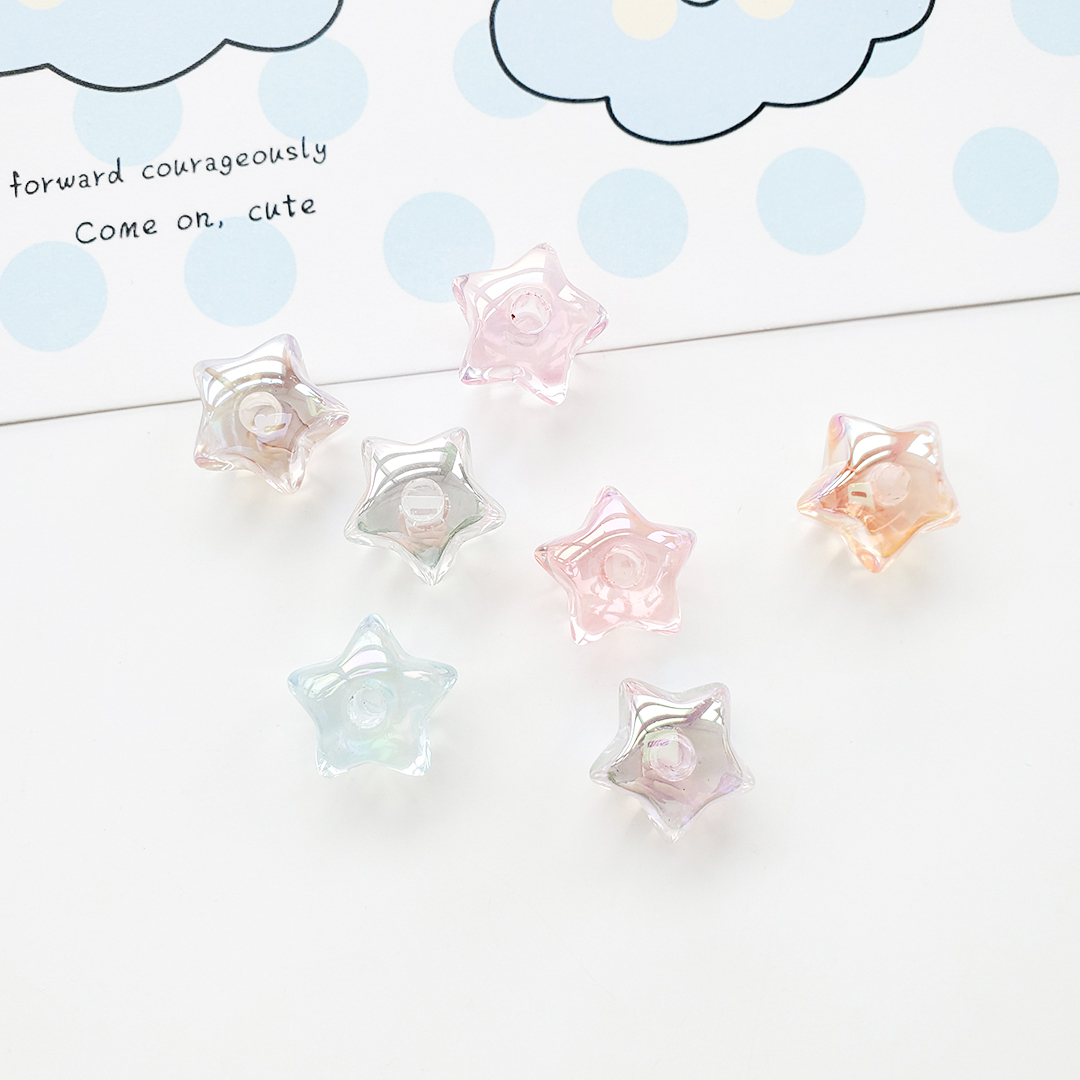亚克力透明七彩光面星星配件diy儿童发绳饰品半孔五角星散珠材料详情2