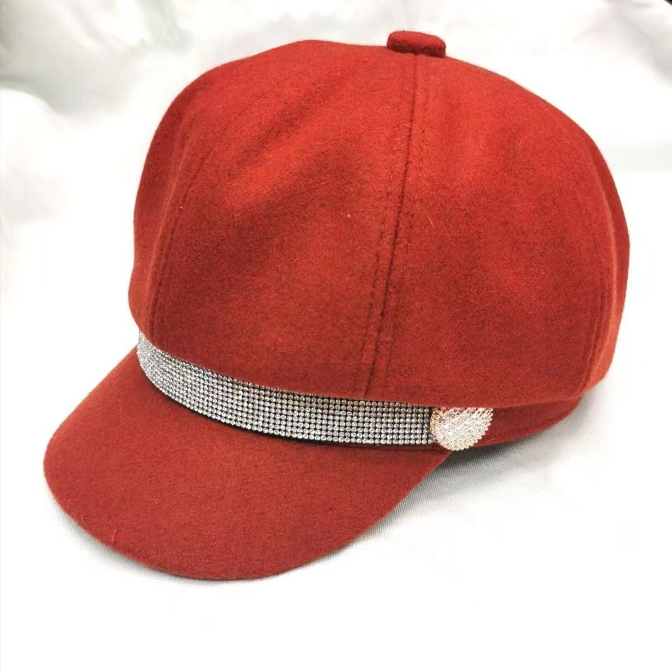 New Japanese And South Korean Beret Autumn Winter Women's Hat Fashion Octagon British Style Woolen Warm Hat Painter's Hat details Picture