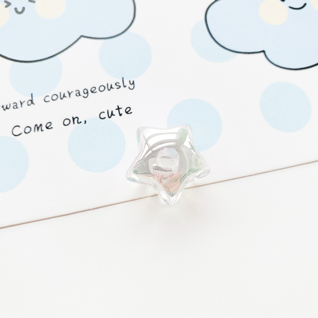 亚克力透明七彩光面星星配件diy儿童发绳饰品半孔五角星散珠材料详情11