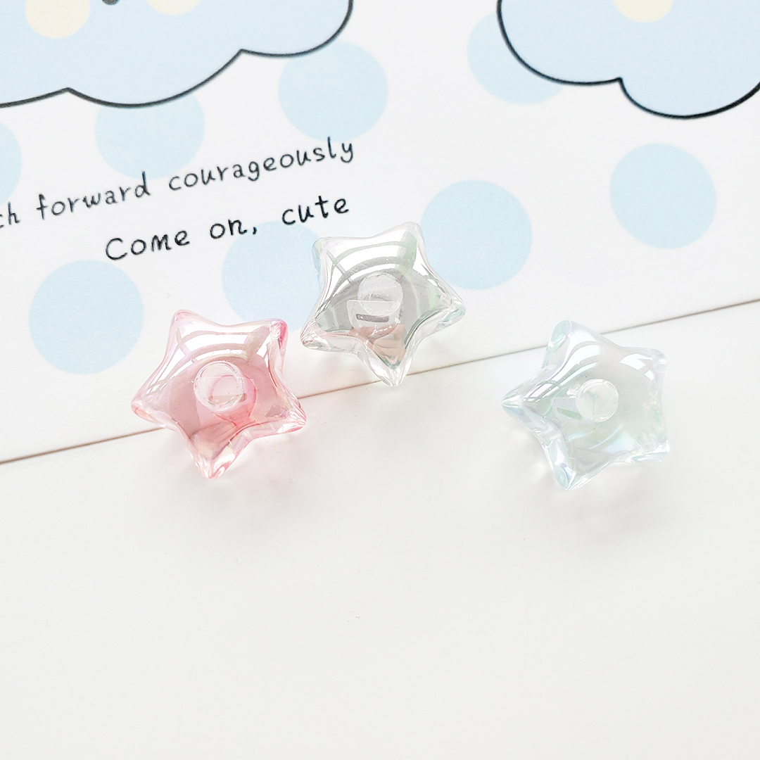 亚克力透明七彩光面星星配件diy儿童发绳饰品半孔五角星散珠材料详情5