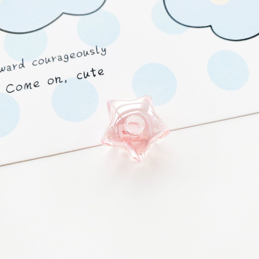 亚克力透明七彩光面星星配件diy儿童发绳饰品半孔五角星散珠材料详情9