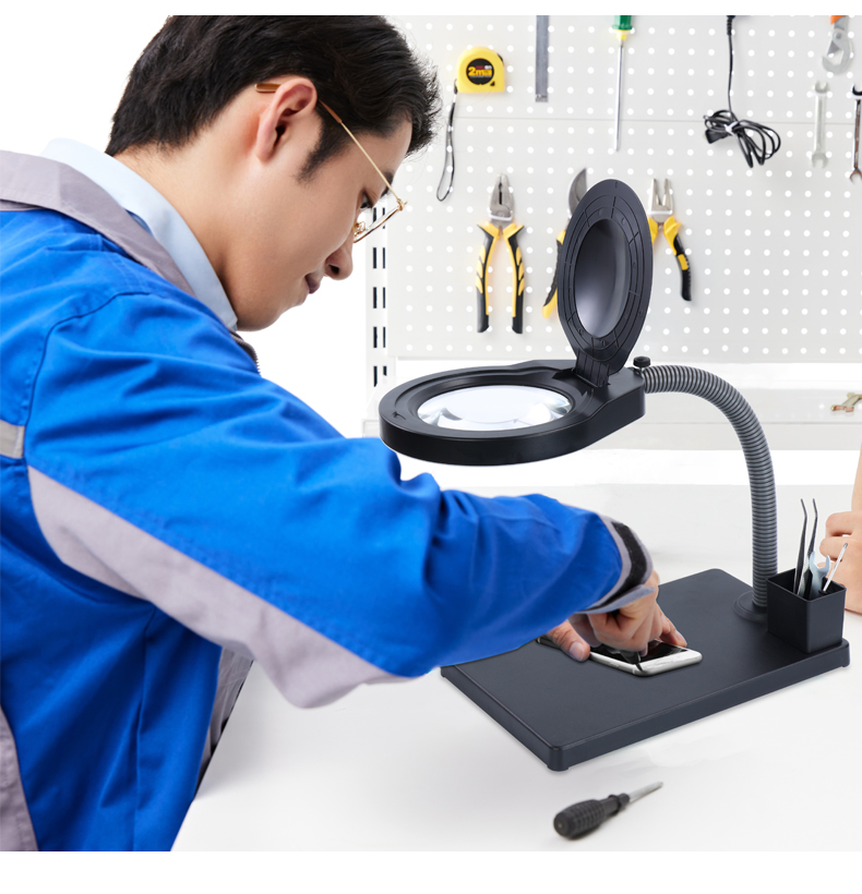 Desktop magnifying glass 10X high-brightness 80-LED lamp PD310 product inspection mobile phone repair reading lighting work light pic 1