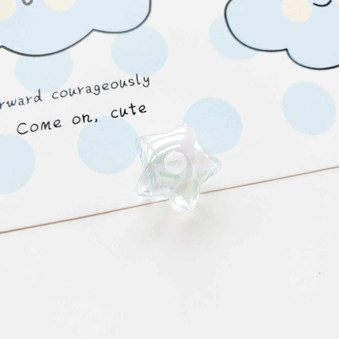 亚克力透明七彩光面星星配件diy儿童发绳饰品半孔五角星散珠材料详情12