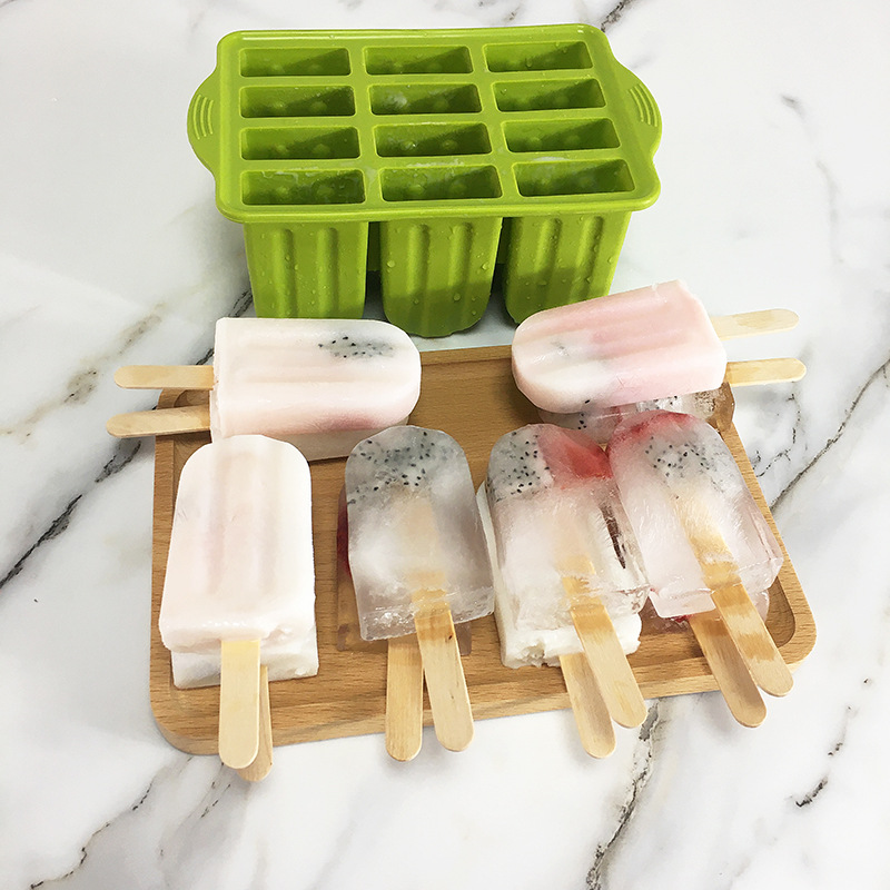 DIY雪糕模具冰格硅胶12连冰棒冰淇淋冰格自制冰棍雪糕模具带盖详情7