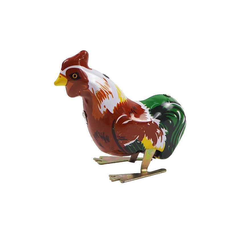 Nostalgic and retro pure handcrafted tin strip Rooster, Jumping Rooster, 80s generation tin toy collection, Douyin same style Item Picture