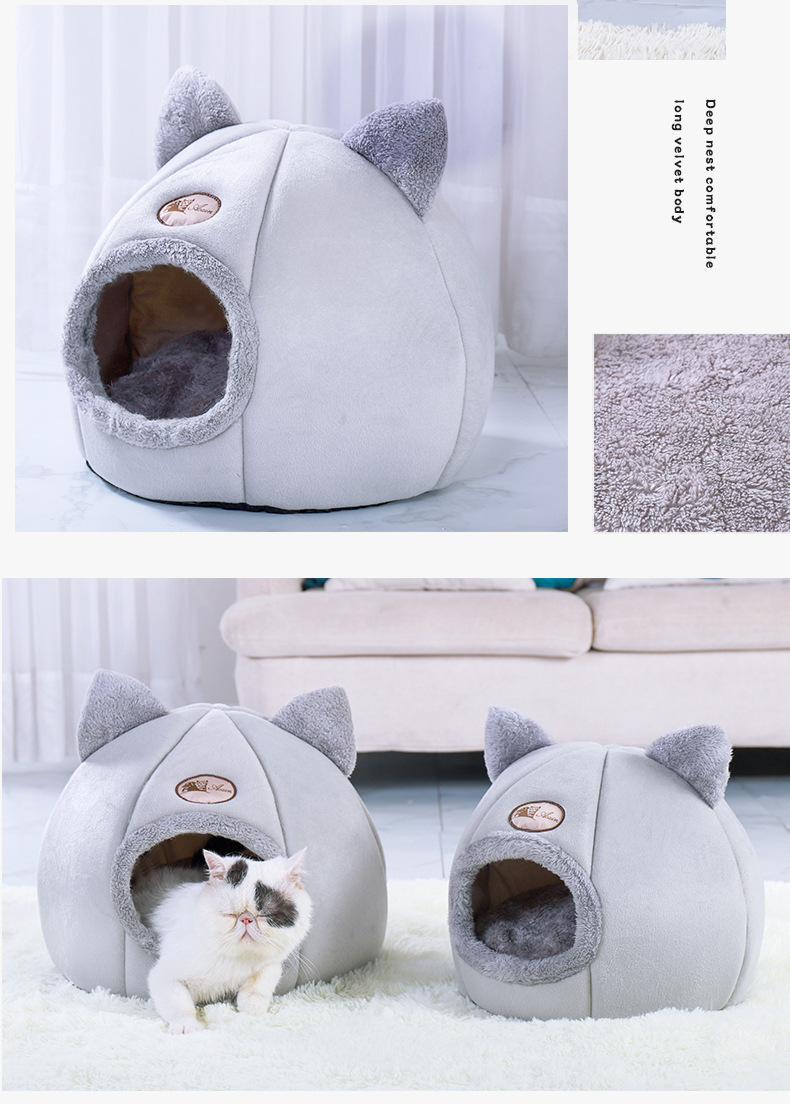 The new cat head style of pet supplies is suitable for all seasons. It is a cute, soft and comfortable cat bed for home dormitories pic 10