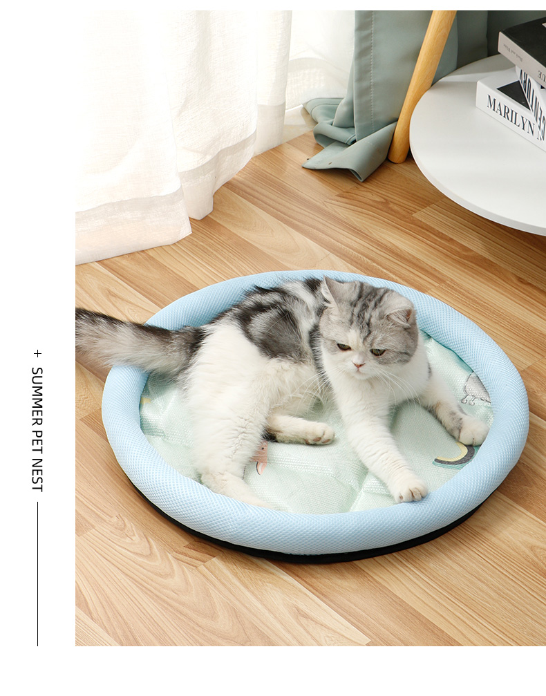 New round low-edge bed cotton and linen mat for pet supplies, suitable for all seasons, comfortable sleeping and cute cat bed pic 12