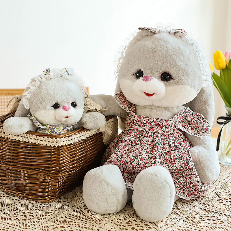 2022 New Pastoral Rabbit Plush Toy Cute Male And Female Bedroom Birthday Gift Plush Toy 40M details Picture