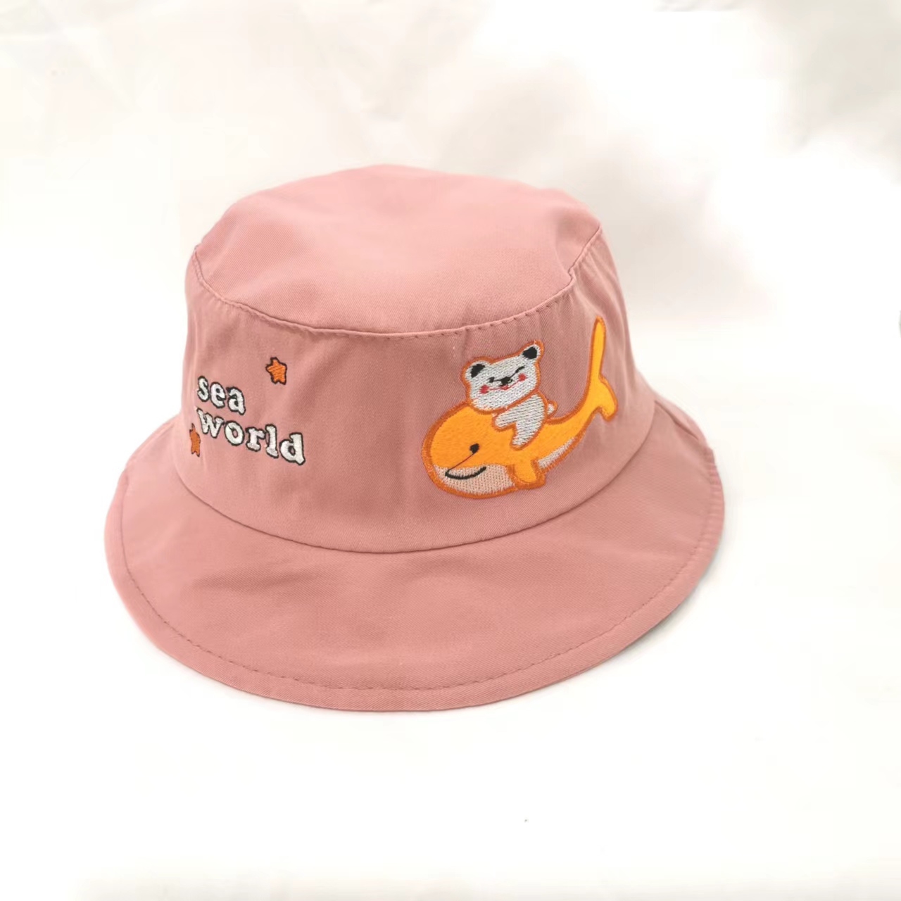 Evelyn Hat Line Children's Dolphin Embroidered Fisherman Hat Visor Hat Sun Hat Item Picture