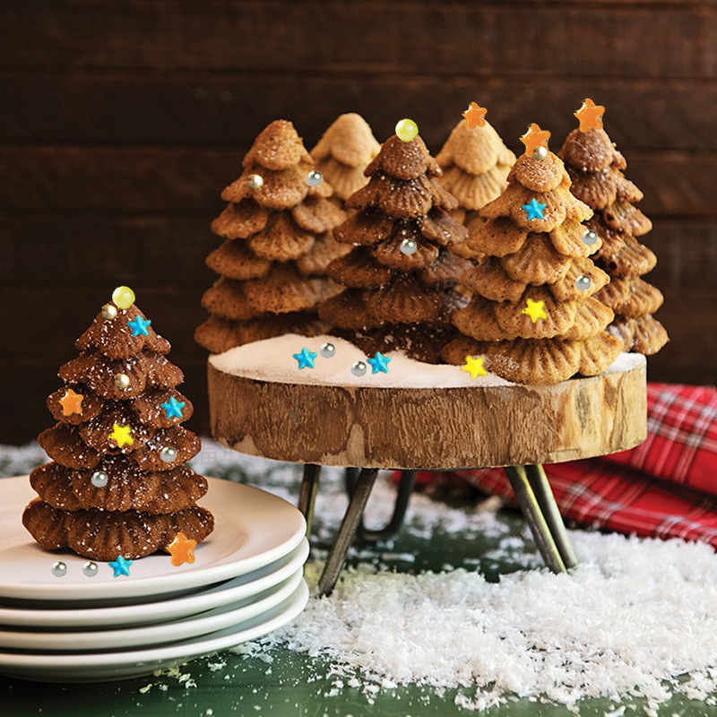 圣诞节新品5连巧克力模具 硅胶食品蛋糕烤盘 圣诞树冰格气氛装饰详情1