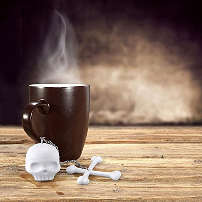 创意白色骷髅头泡茶器 硅胶茶漏茶滤器骷髅骨造型泡茶工具 厂家直销现货批发详情1
