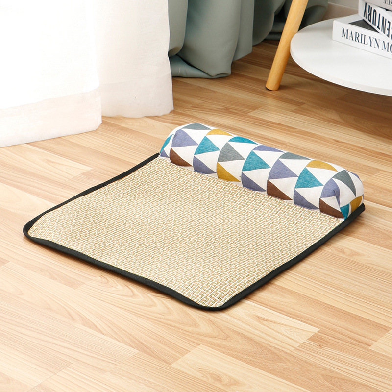 New cotton and linen simple mat for pets, suitable for all seasons, cat mat for comfortable sleep, cute dog and cat bed details Picture