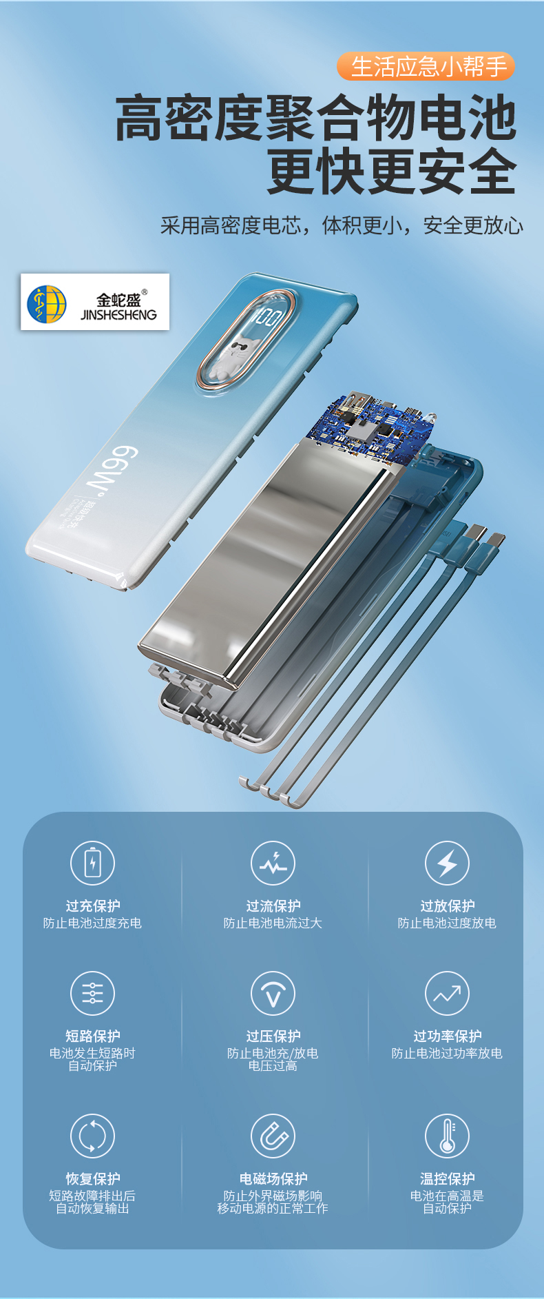 金蛇盛品牌PD超级快充  萌宠自带电源线  移动电源详情12