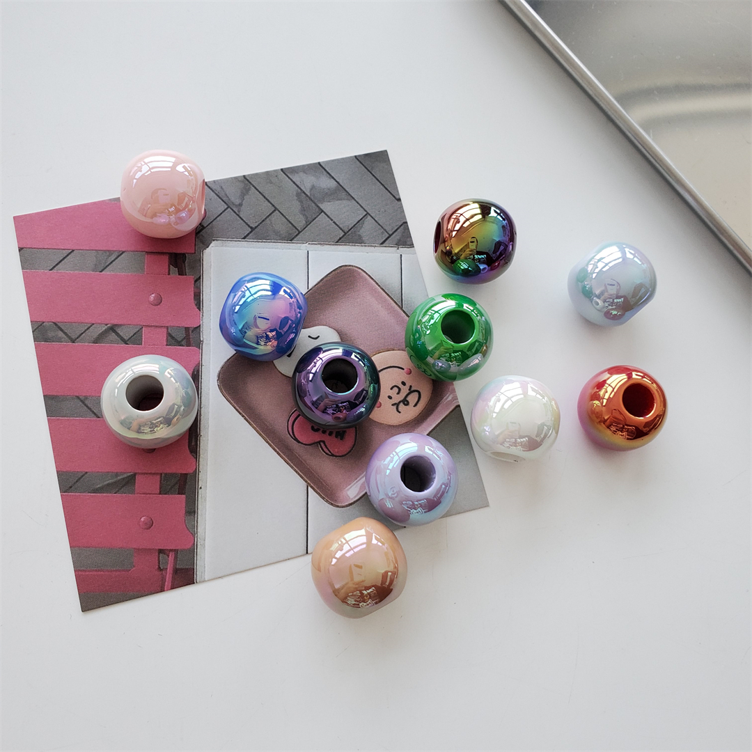 亚克力七彩贝壳大孔圆珠散珠手工串珠DIY抖音爆款手机链饰品配件详情2