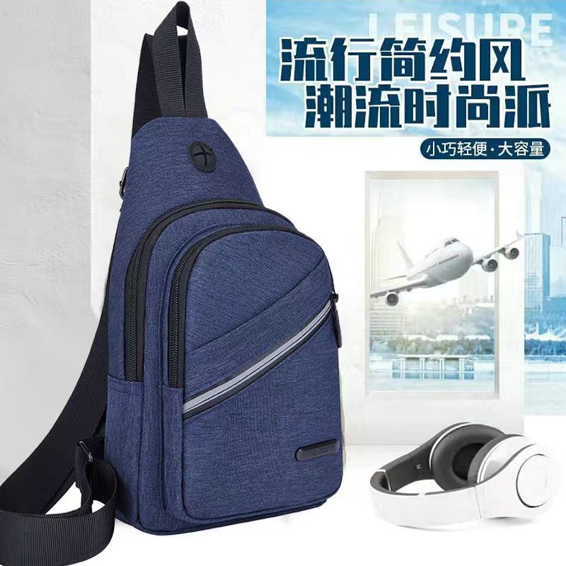 Korean Version Of Large Capacity Oxford Cloth Men's Chest Bag 2021 New Waterproof Wear-Resistant Backpack Multi-Functional Cross-Body Bag Item Picture