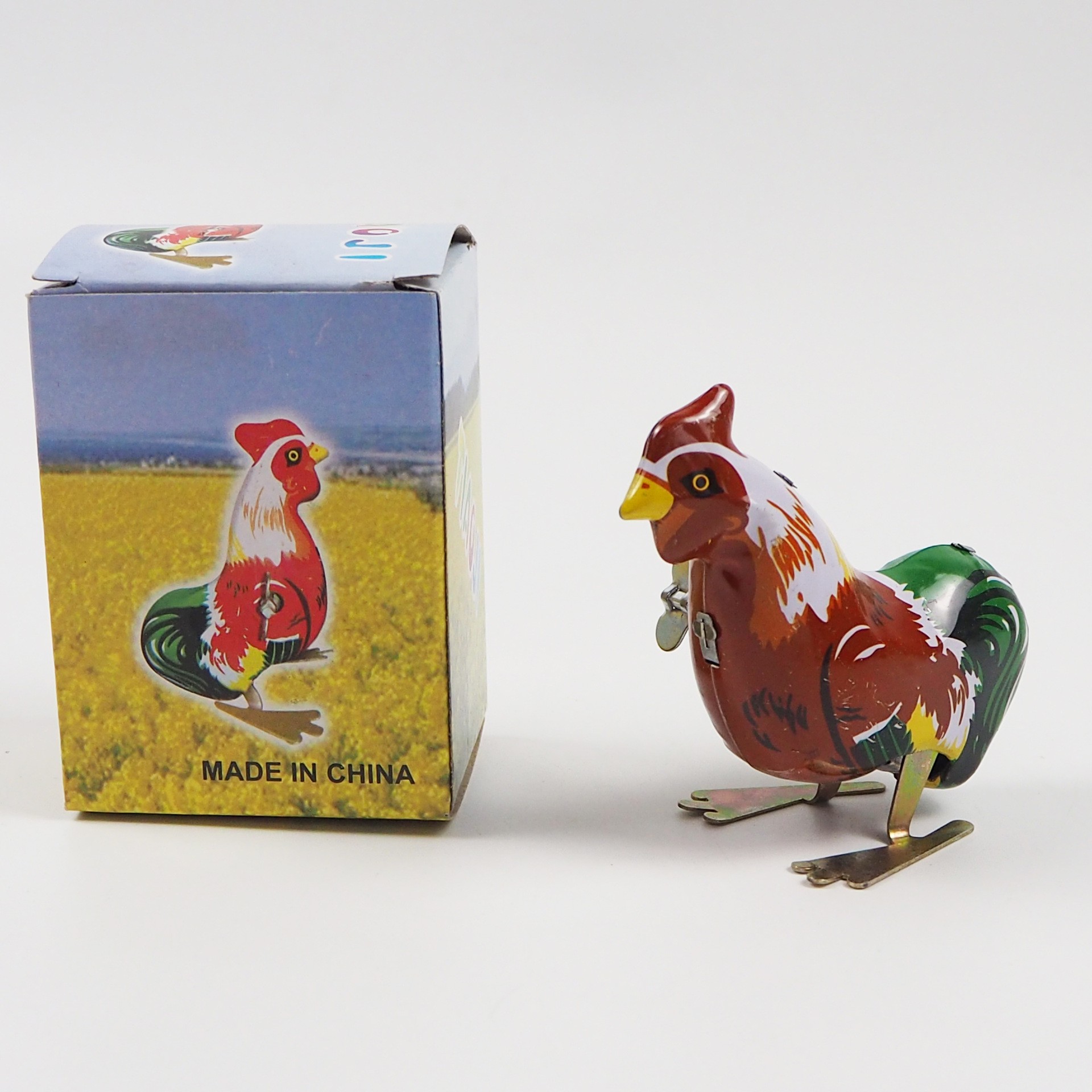 Nostalgic and retro pure handcrafted tin strip Rooster, Jumping Rooster, 80s generation tin toy collection, Douyin same style